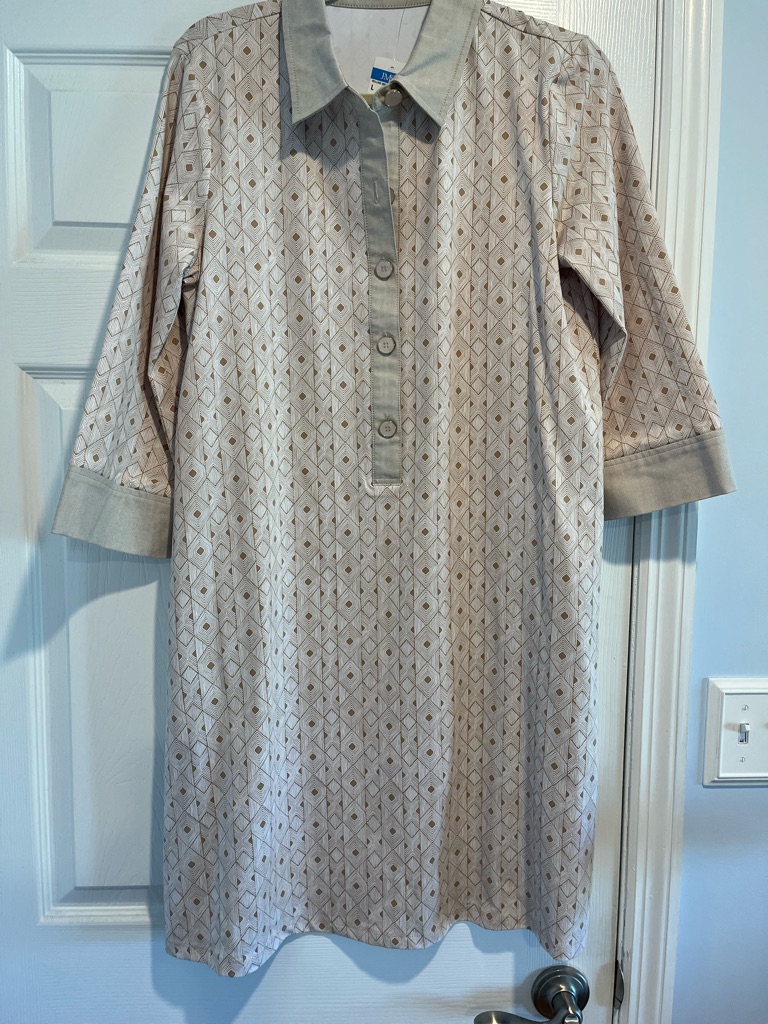 J. Mclaughlin Rollins Dress Brown/Ivory Patterned Tunic Dress Nwt Sz L — image 3 of 8
